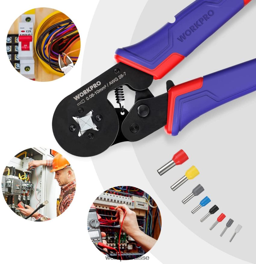 Kit d'outils de sertissage de virole, outil de sertissage de fil à cliquet auto-ajustable awg 28-7 Z2LXTF161 morden WORKPRO outil