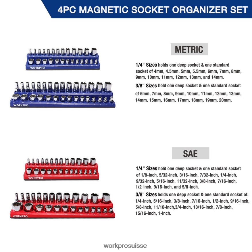 organisateur de récipient magnétique, lot de 4 Z2LXTF134 morden WORKPRO outil