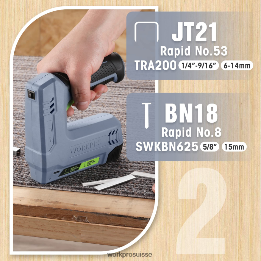 Agrafeuse et cloueuse électrique sans fil 2 en 1, alimentée par batterie 3,6 V, 2,0 Ah Z2LXTF265 rose/gris WORKPRO outil