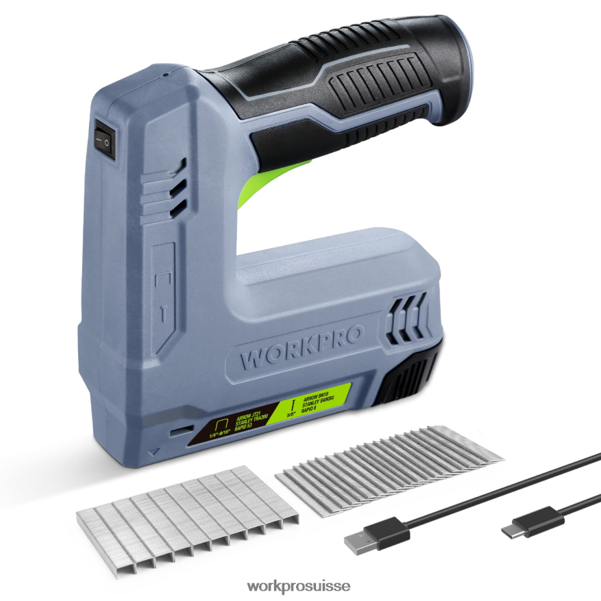 Agrafeuse et cloueuse électrique sans fil 2 en 1, alimentée par batterie 3,6 V, 2,0 Ah Z2LXTF265 rose/gris WORKPRO outil