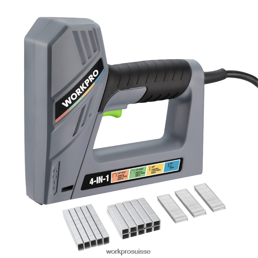 Pistolet à clous électrique 4 en 1 avec fil, comprenant 3 000 agrafes et clous Z2LXTF60 utile WORKPRO outil