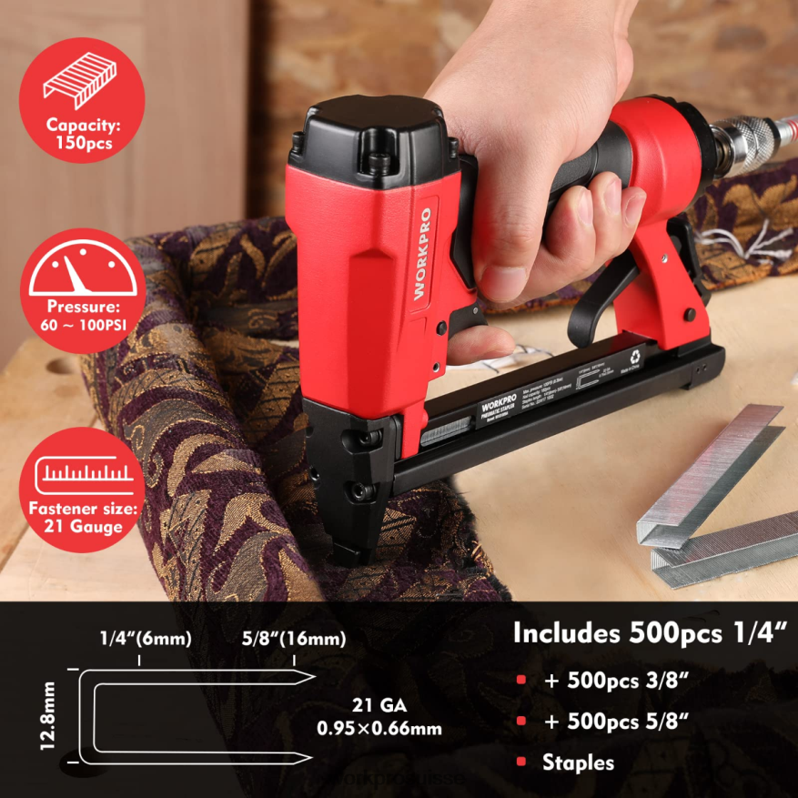 agrafeuse pneumatique, agrafeuse pour tissus d'ameublement 8016/7116 Z2LXTF182 morden WORKPRO outil