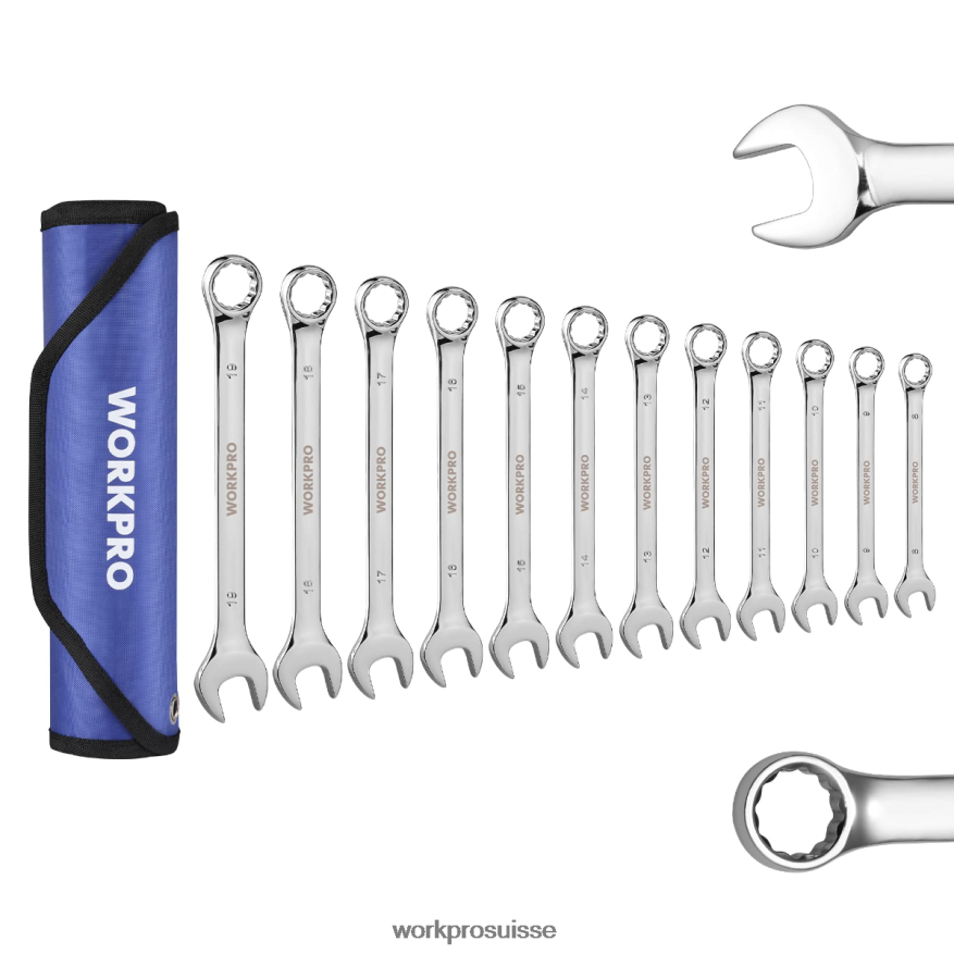 Jeu de 12 clés mixtes cr-v métriques de 8 à 19 mm de qualité supérieure Z2LXTF95 nouveau WORKPRO outil
