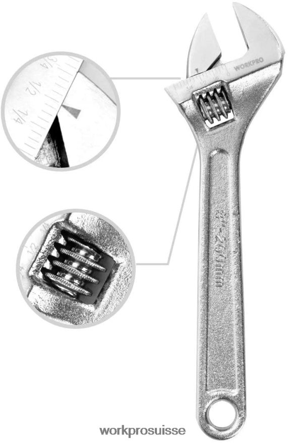 Jeu de 4 clés à molette forgées traitées thermiquement et chromées Z2LXTF84 utile WORKPRO outil