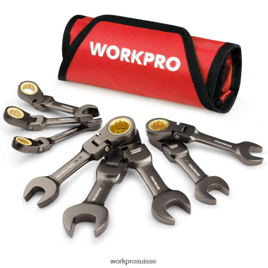 Jeu de 8 clés mixtes à cliquet tronquées à tête flexible Z2LXTF82 nouveau WORKPRO outil