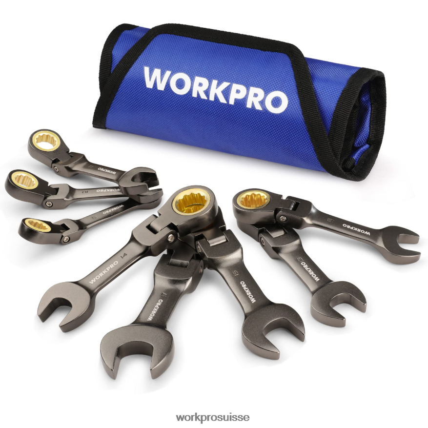 Jeu de 8 clés mixtes à cliquet tronquées à tête flexible Z2LXTF82 nouveau WORKPRO outil
