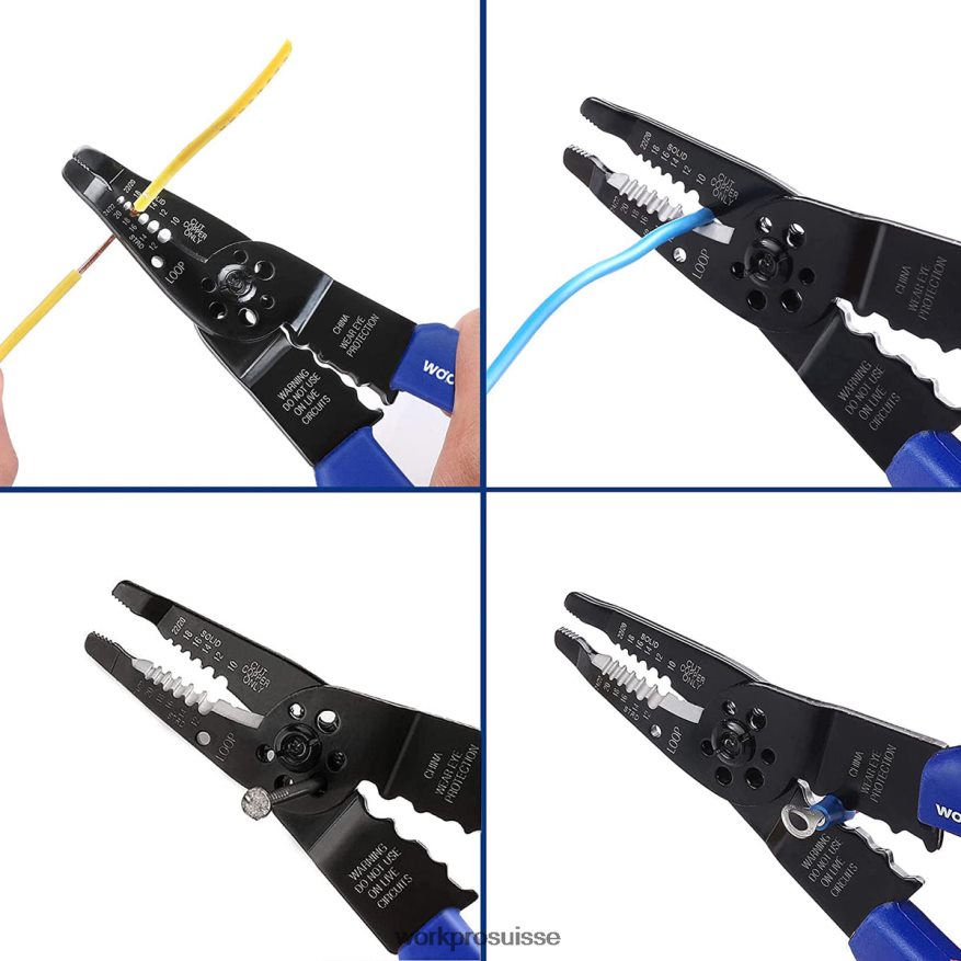 Pince à dénuder de 8 pouces, coupe-fil multi-outils pour dénuder, couper et sertir Z2LXTF158 utile WORKPRO outil