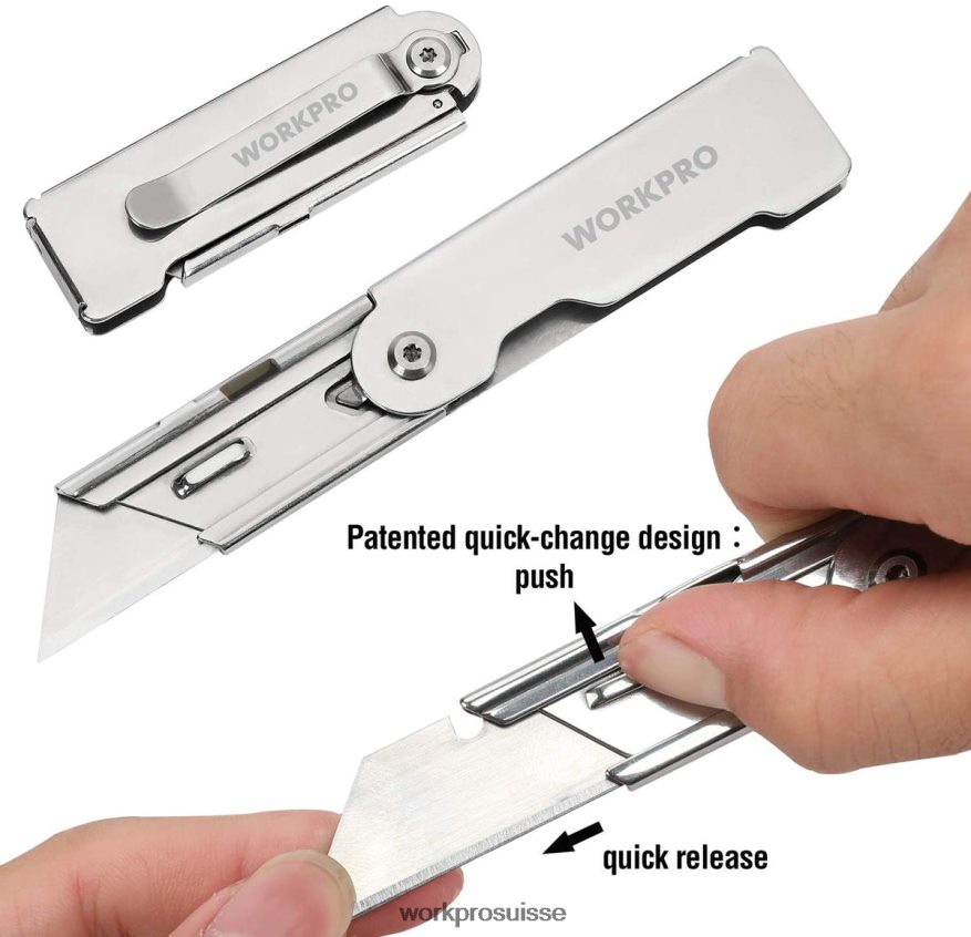Ensemble de couteaux utilitaires de poche pliants à changement rapide, 3 pièces, avec clip de ceinture Z2LXTF45 morden WORKPRO outil