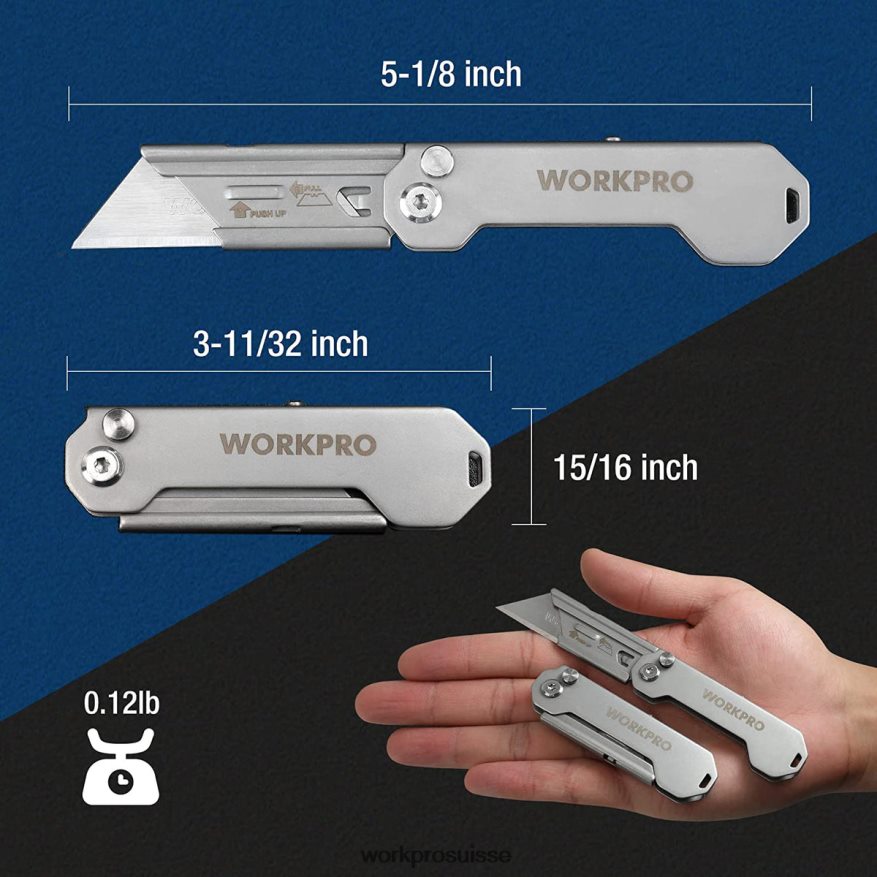 Ensemble de couteaux utilitaires pliants, 3 pièces, lames à changement rapide, coupe-boîte Z2LXTF43 utile WORKPRO outil