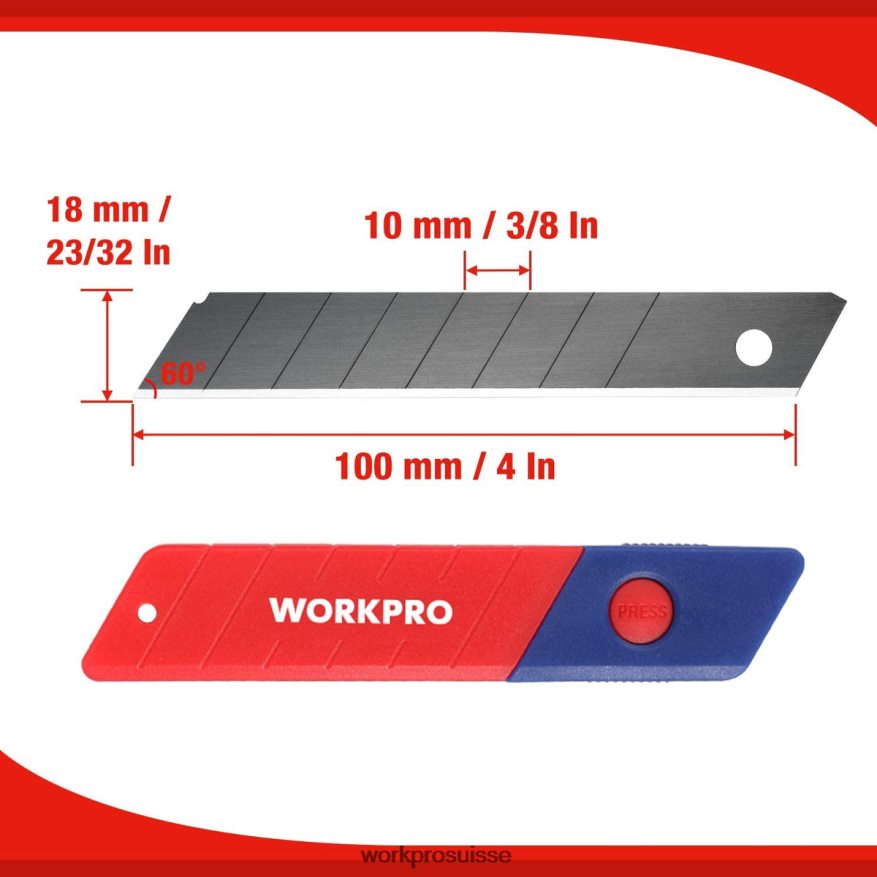 Lames sécables de 18 mm, lame de rechange en acier Sk5, convient au paquet de 100 Z2LXTF53 utile WORKPRO outil