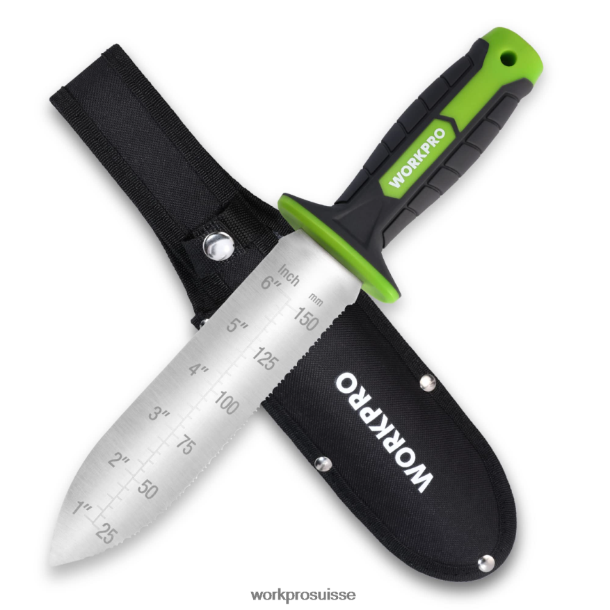 couteau de jardin avec étui oxford, lame en acier inoxydable avec tranchant Z2LXTF283 vert/rose WORKPRO outil