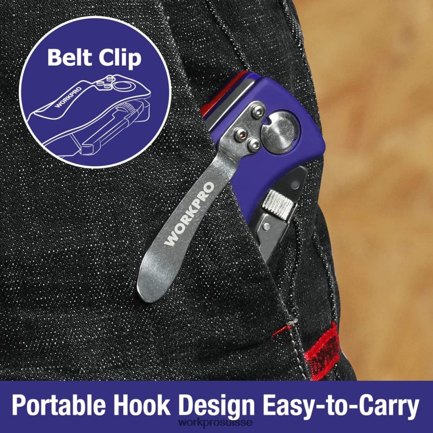 couteau utilitaire pliant avec verrouillage arrière coupe-boîte à changement rapide avec clip ceinture Z2LXTF46 morden WORKPRO outil