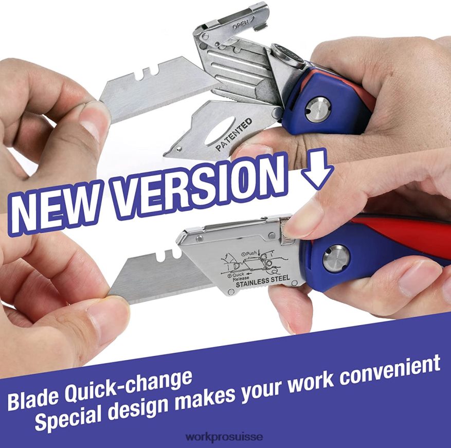 couteau utilitaire pliant avec verrouillage arrière coupe-boîte à changement rapide avec clip ceinture Z2LXTF46 morden WORKPRO outil