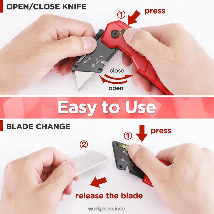 couteau utilitaire pliant, boîte à changement rapide, 13 lames supplémentaires incluses Z2LXTF52 bleu/rouge/rose WORKPRO outil