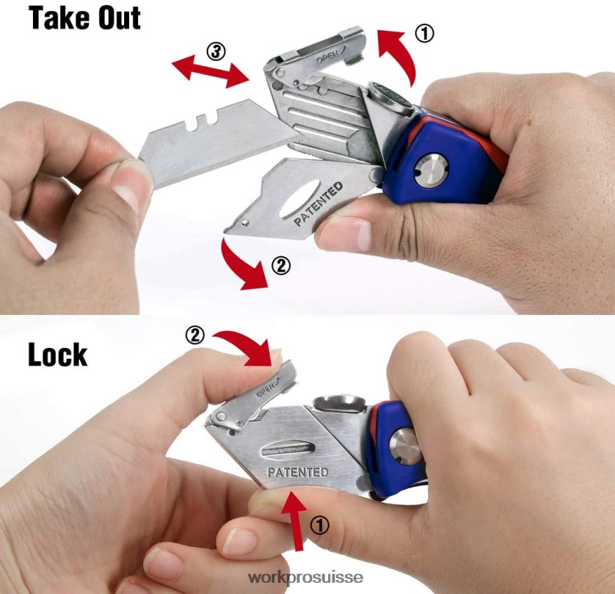 couteau utilitaire pliant coupe-boîte à changement rapide Z2LXTF50 utile WORKPRO outil