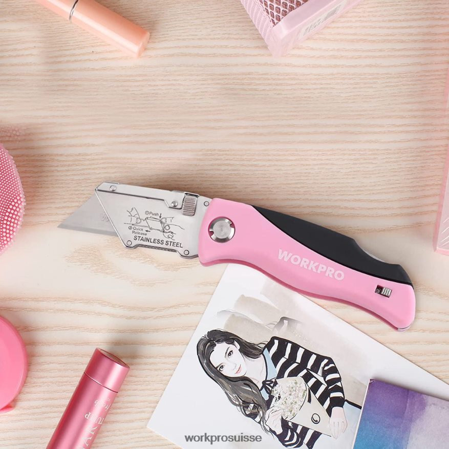 couteau utilitaire pliant, cutter à changement rapide, couteau rasoir Z2LXTF36 rose WORKPRO outil