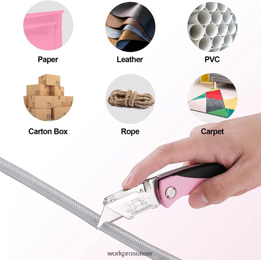 couteau utilitaire pliant, cutter à changement rapide, couteau rasoir Z2LXTF36 rose WORKPRO outil