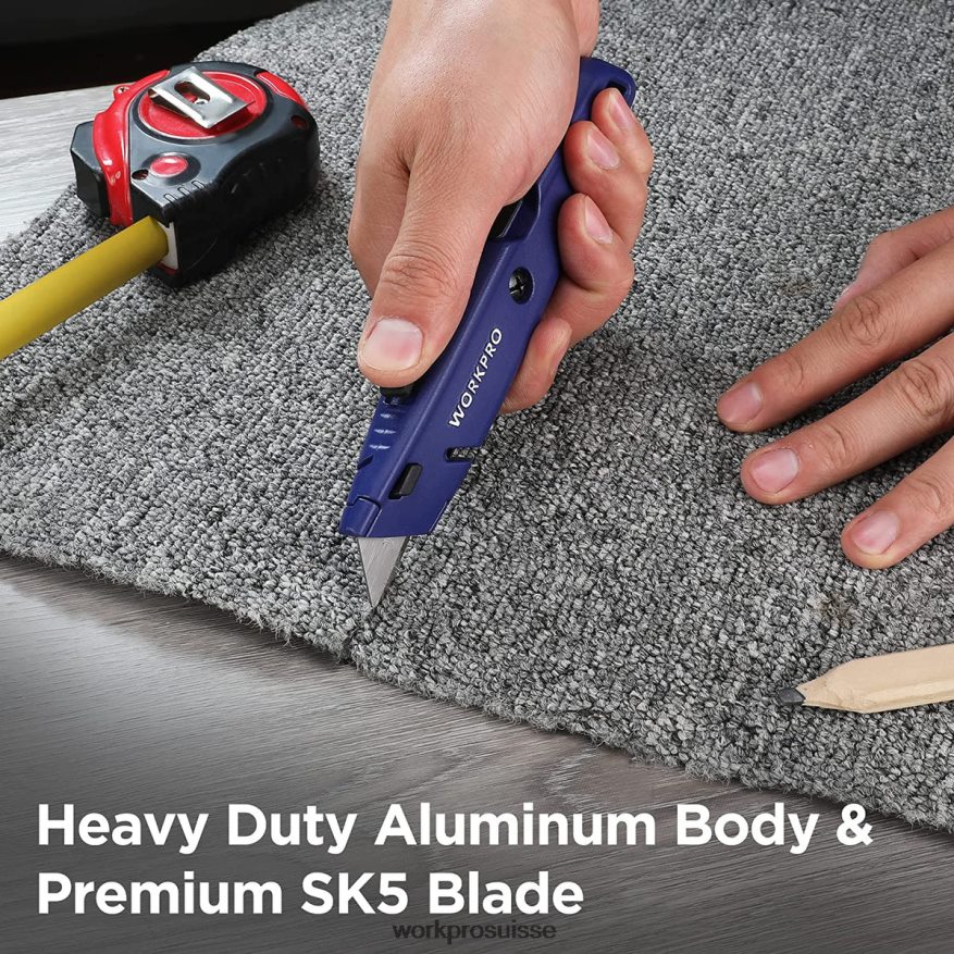 couteau utilitaire rétractable avec rangement supplémentaire pour la lame, paquet de 2 cutters à changement rapide Z2LXTF56 morden WORKPRO outil