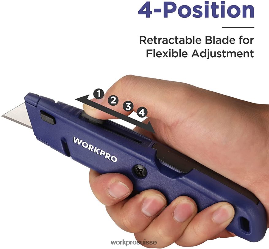 couteau utilitaire rétractable avec rangement supplémentaire pour la lame, paquet de 2 cutters à changement rapide Z2LXTF56 morden WORKPRO outil