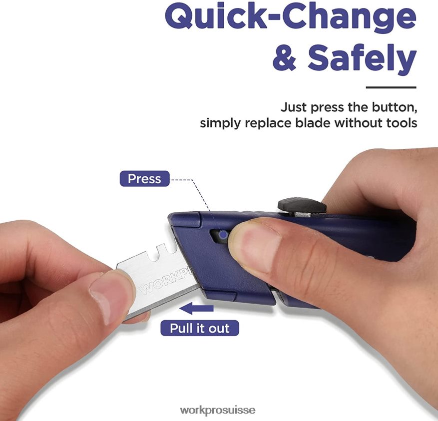 couteau utilitaire rétractable avec rangement supplémentaire pour la lame, paquet de 2 cutters à changement rapide Z2LXTF56 morden WORKPRO outil