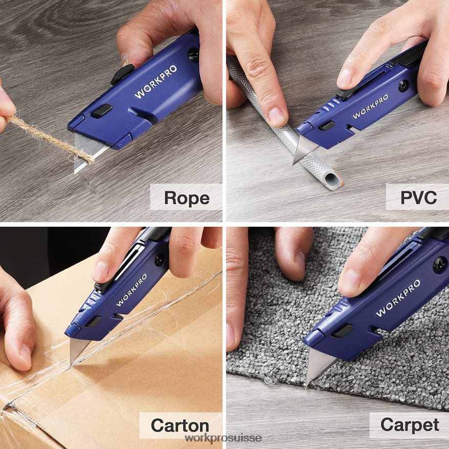 couteau utilitaire rétractable avec rangement supplémentaire pour la lame, paquet de 2 cutters à changement rapide Z2LXTF56 morden WORKPRO outil