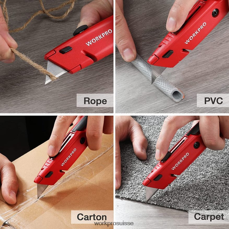 couteau utilitaire rétractable avec rangement supplémentaire pour la lame, paquet de 2 cutters à changement rapide Z2LXTF56 morden WORKPRO outil