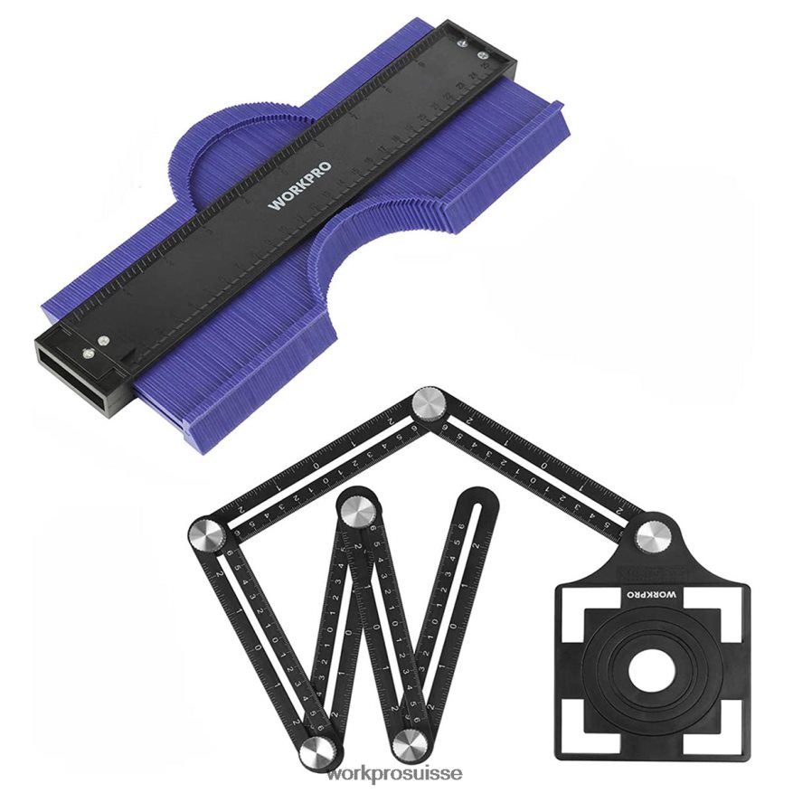 Kit combiné de jauge de contour et d'outil de mesure d'angle à 6 côtés Z2LXTF107 nouveau WORKPRO outil