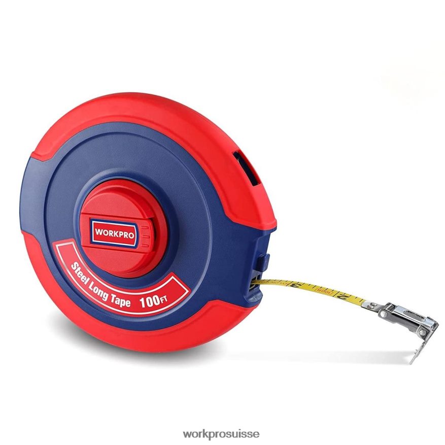 Ruban à mesurer de 100 pieds, long ruban en acier à bobine fermée avec poignée pliable, étui résistant aux chocs Z2LXTF106 nouveau WORKPRO outil