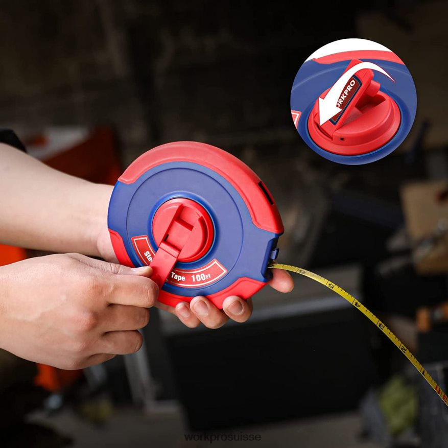 Ruban à mesurer de 100 pieds, long ruban en acier à bobine fermée avec poignée pliable, étui résistant aux chocs Z2LXTF106 nouveau WORKPRO outil
