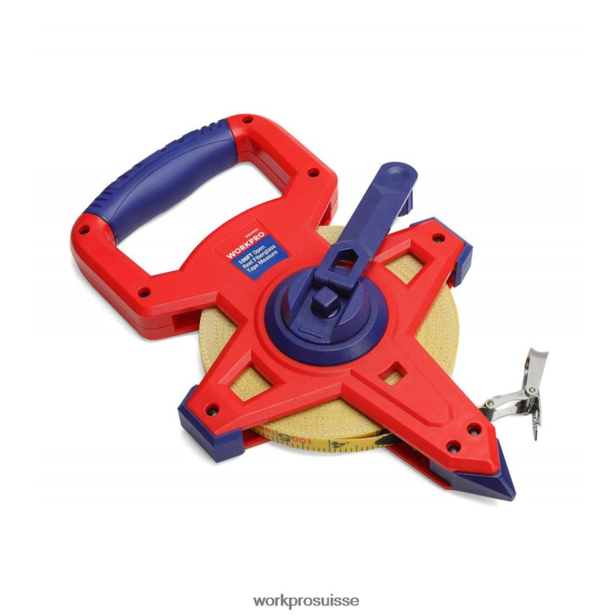 ruban à mesurer à bobine ouverte avec lame en fibre de verre à double revêtement en nylon, 100 pieds Z2LXTF109 nouveau WORKPRO outil