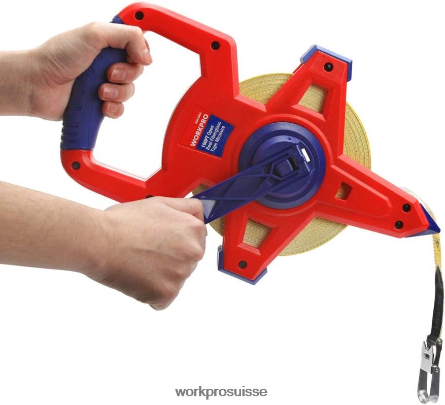 ruban à mesurer à bobine ouverte avec lame en fibre de verre à double revêtement en nylon, 100 pieds Z2LXTF109 nouveau WORKPRO outil
