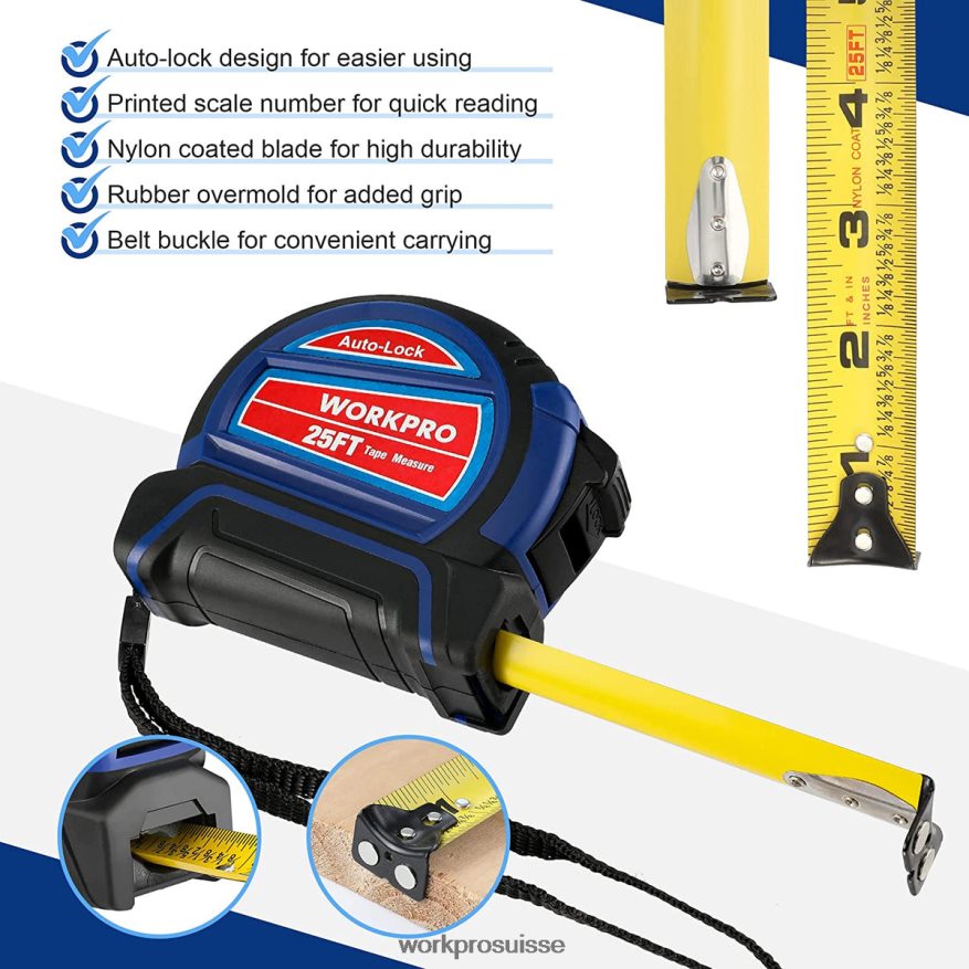 ruban à mesurer à verrouillage automatique 25 pieds Z2LXTF111 utile WORKPRO outil