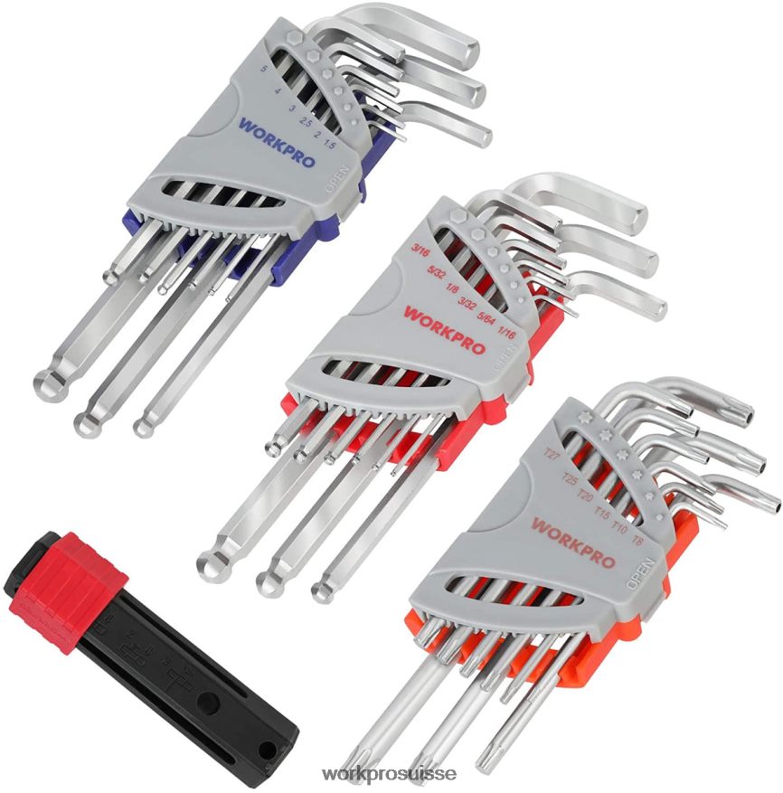 Jeu de 27 clés Allen à extrémité sphérique à bras long pour une excellente adhérence et un excellent transfert de couple Z2LXTF62 utile WORKPRO outil