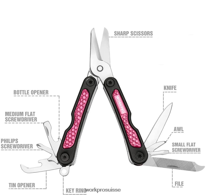couteau utilitaire et ensemble d'outils multifonctions Z2LXTF44 rose WORKPRO outil