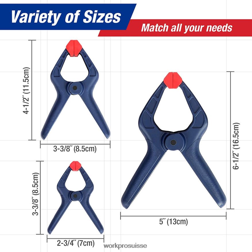 Jeu de pinces à ressort en nylon, 16 pièces, pour studios de photographie et travaux de bricolage, travail du bois Z2LXTF119 bleu WORKPRO outil