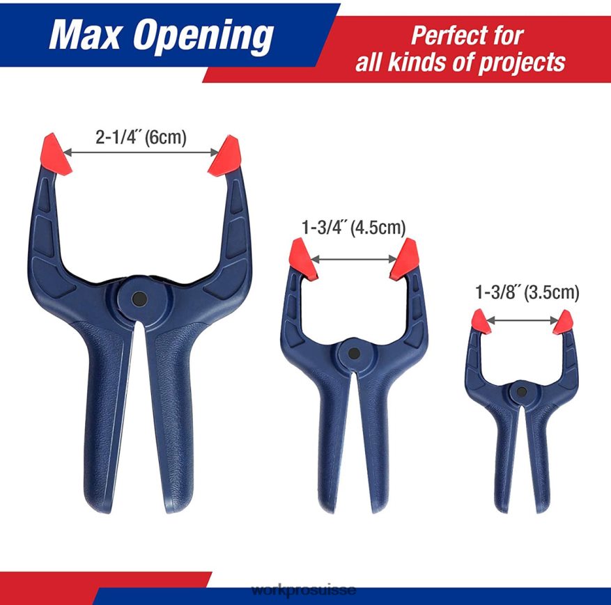 Jeu de pinces à ressort en nylon, 16 pièces, pour studios de photographie et travaux de bricolage, travail du bois Z2LXTF119 bleu WORKPRO outil