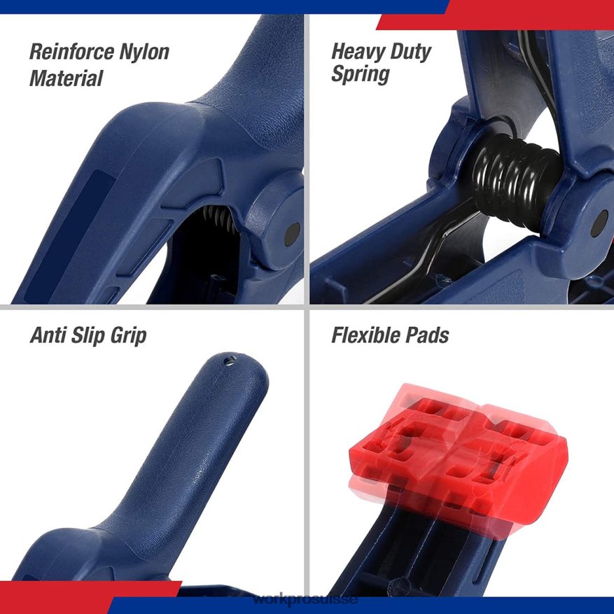 Jeu de pinces à ressort en nylon, 16 pièces, pour studios de photographie et travaux de bricolage, travail du bois Z2LXTF119 bleu WORKPRO outil