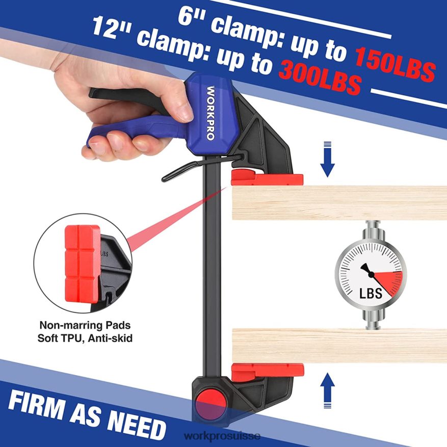 pinces à barre pour le travail du bois, capuchon 150/300lbs Z2LXTF121 nouveau WORKPRO outil