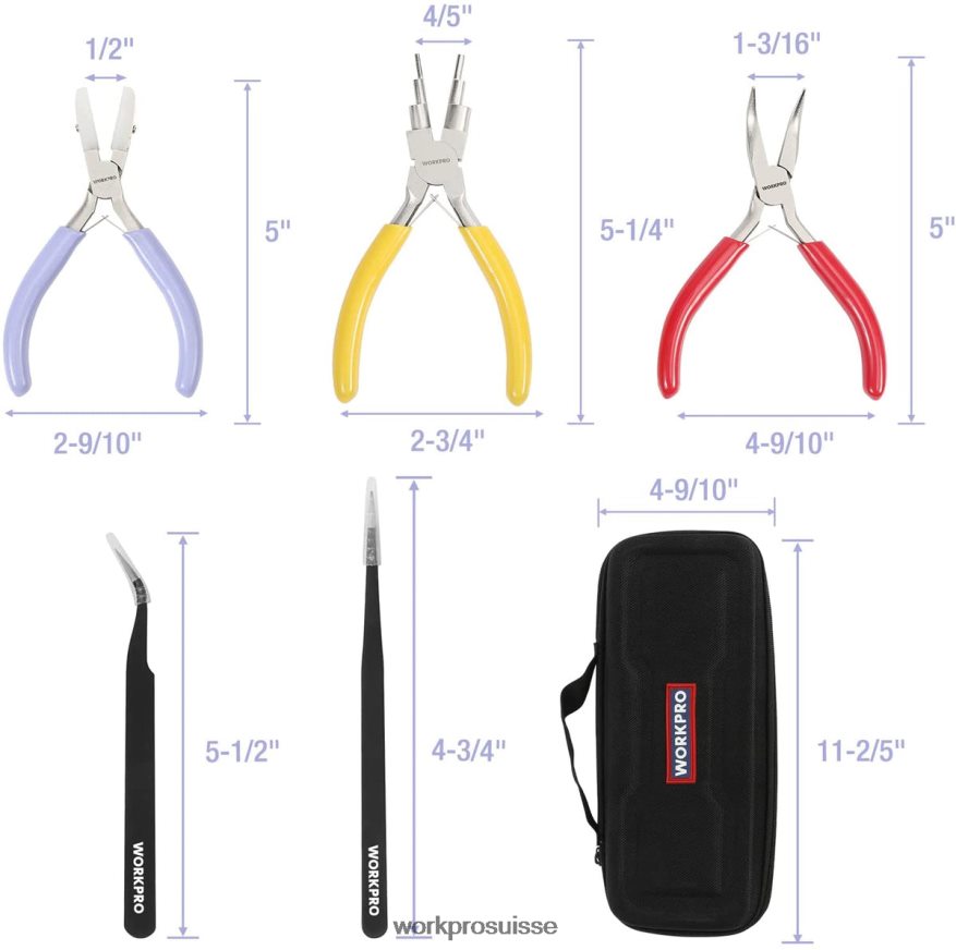 5 pinces à bijoux, outils de bijouterie comprenant une pince à boucle métallique 6 en 1, une pince à bec en nylon, une pince à bec courbé, une pince à épiler pointue, une pince à épiler courbée Z2LXTF