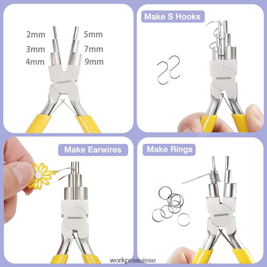 5 pinces à bijoux, outils de bijouterie comprenant une pince à boucle métallique 6 en 1, une pince à bec en nylon, une pince à bec courbé, une pince à épiler pointue, une pince à épiler courbée Z2LXTF