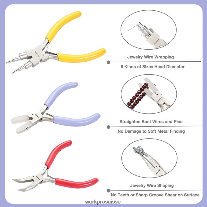 5 pinces à bijoux, outils de bijouterie comprenant une pince à boucle métallique 6 en 1, une pince à bec en nylon, une pince à bec courbé, une pince à épiler pointue, une pince à épiler courbée Z2LXTF