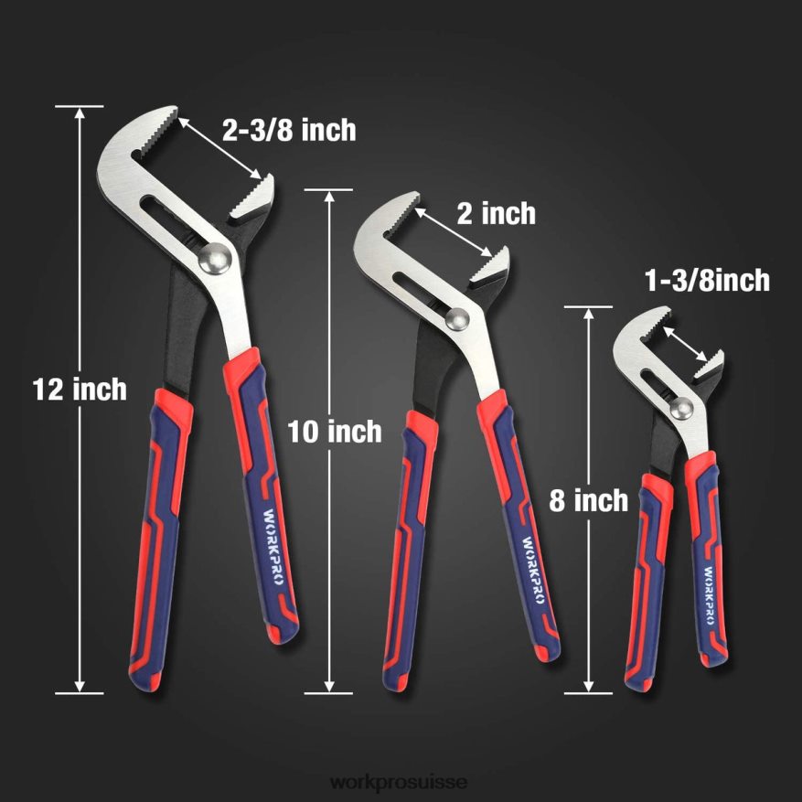 Ensemble de 3 pinces à joint à rainure polyvalentes et réglables Z2LXTF68 nouveau WORKPRO outil