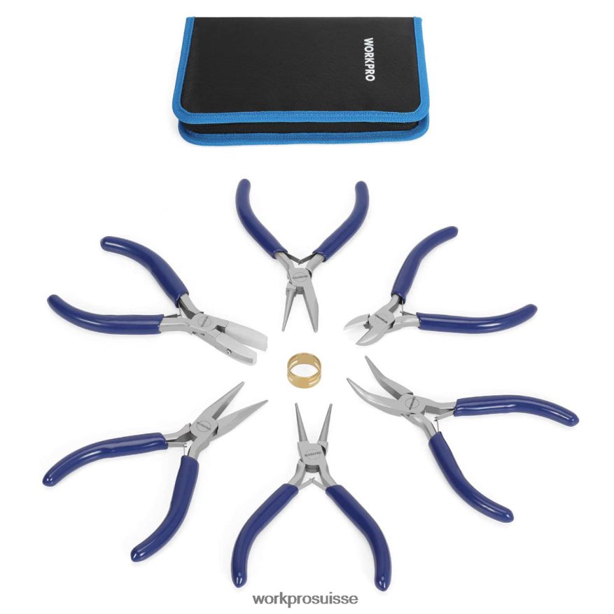 Ensemble de 7 pinces à bijoux pour outils de fabrication de bijoux avec pochette de transport facile Z2LXTF77 utile WORKPRO outil