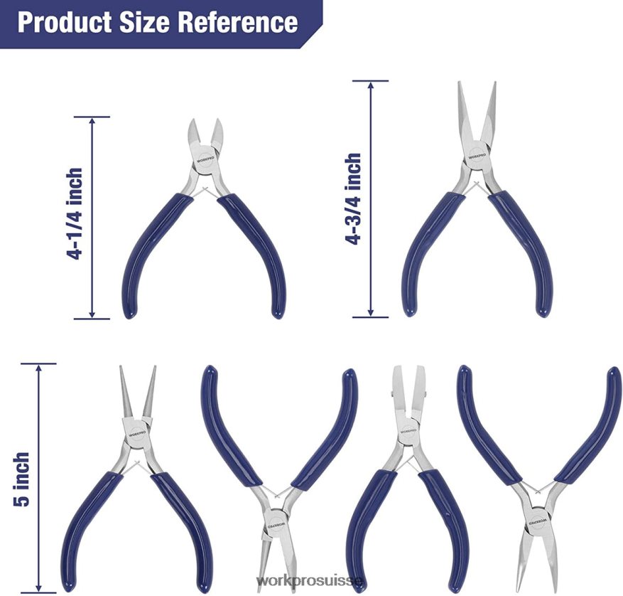 Ensemble de 7 pinces à bijoux pour outils de fabrication de bijoux avec pochette de transport facile Z2LXTF77 utile WORKPRO outil