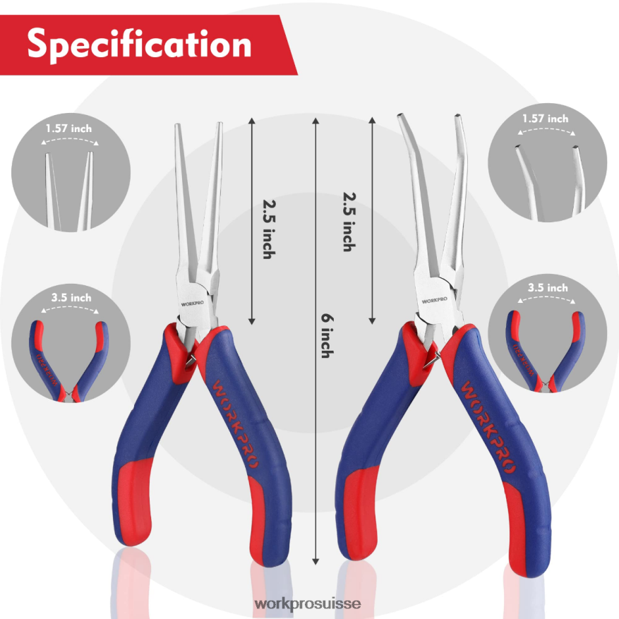 Ensemble de mini pinces à bec effilé 2 pièces, pinces à bec long, pinces à bec courbé Z2LXTF73 morden WORKPRO outil