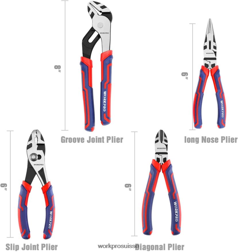 Ensembles d'outils de pinces de construction cr-v de qualité supérieure, 4 pièces Z2LXTF72 morden WORKPRO outil