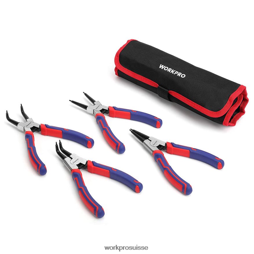 Jeu de 4 pinces à circlips avec pochette de rangement Z2LXTF67 utile WORKPRO outil