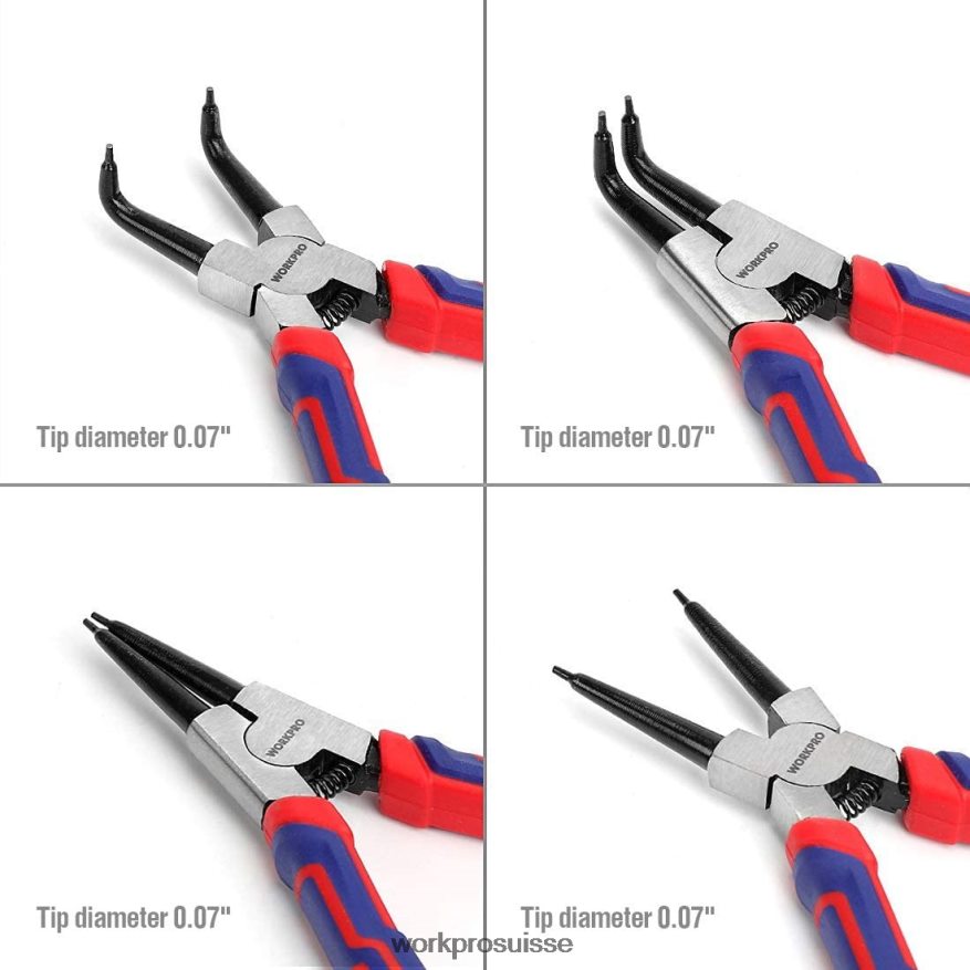 Jeu de 4 pinces à circlips avec pochette de rangement Z2LXTF67 utile WORKPRO outil