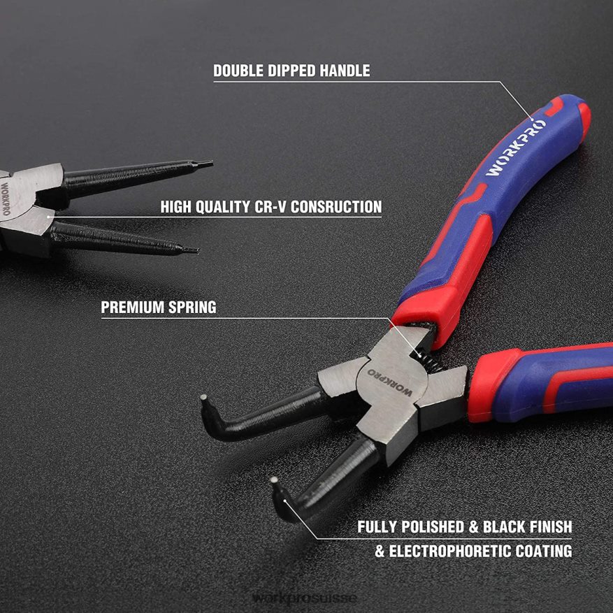 Jeu de 4 pinces à circlips avec pochette de rangement Z2LXTF67 utile WORKPRO outil