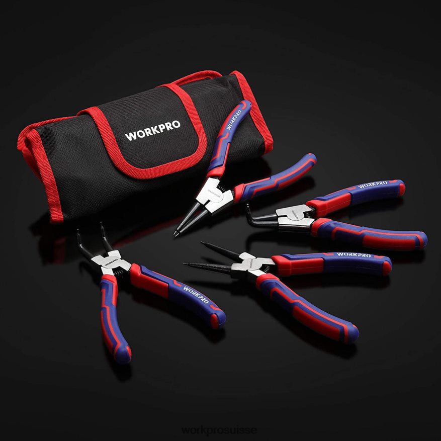 Jeu de 4 pinces à circlips avec pochette de rangement Z2LXTF67 utile WORKPRO outil